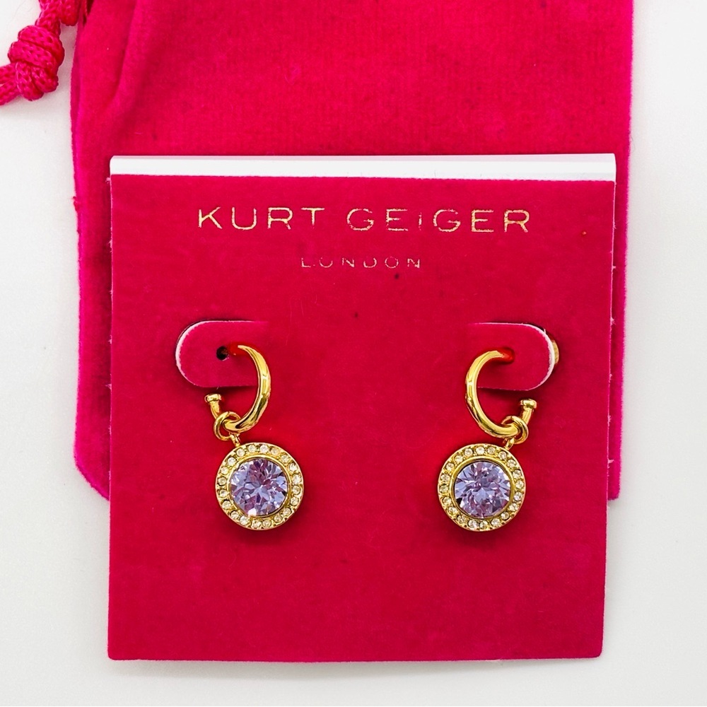 Kurt Geiger Gold and Purple Earrings - Picture 2 of 2